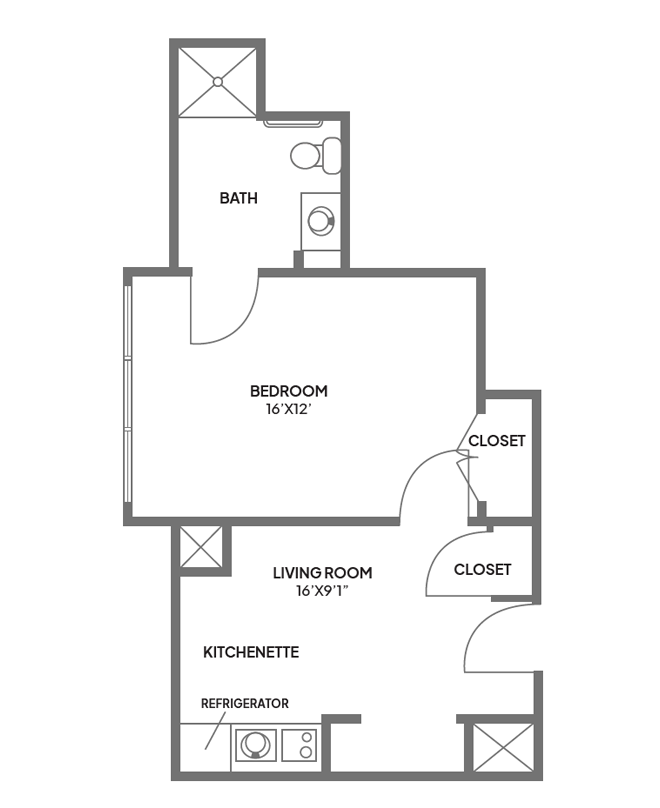 Evergreen apartment layout.