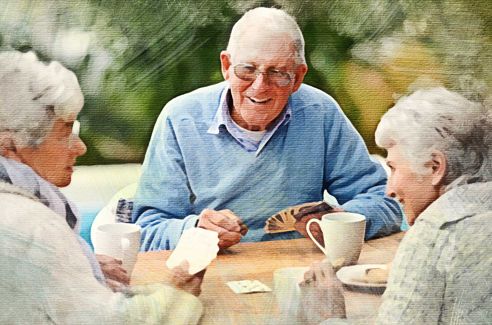 older adults playing cards