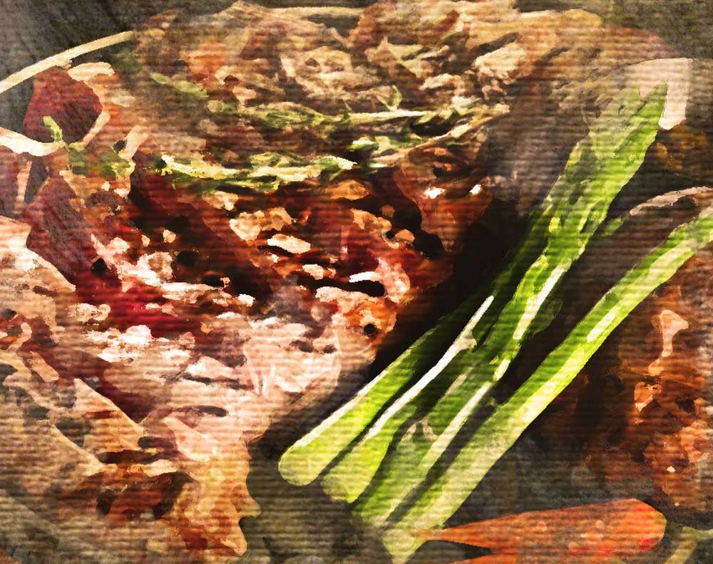 Photo of meat and vegetables with a side of potatoes