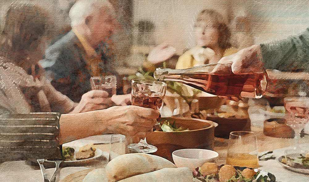 Image of people eating food.