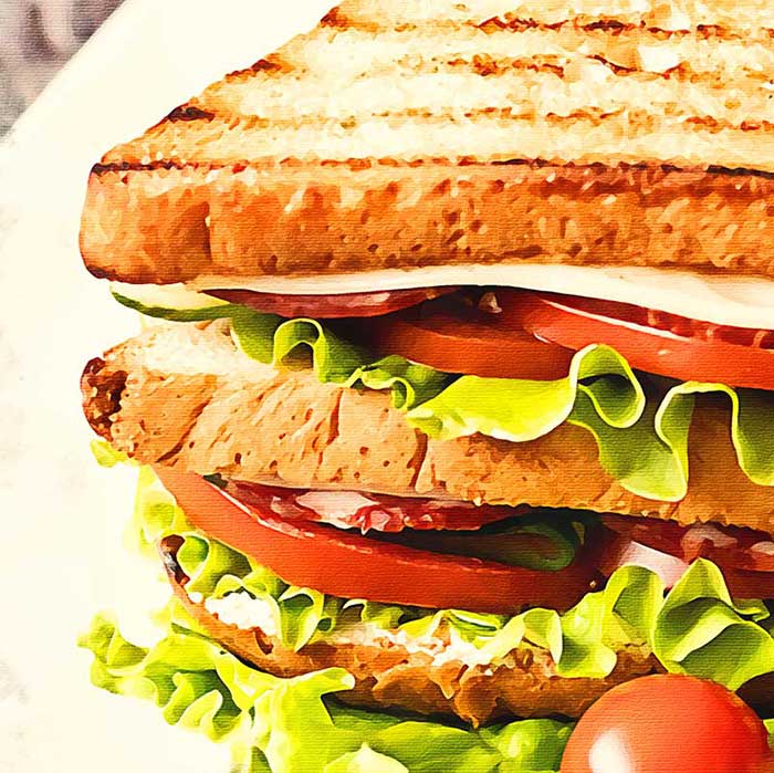 Close up picture of a sandwich.