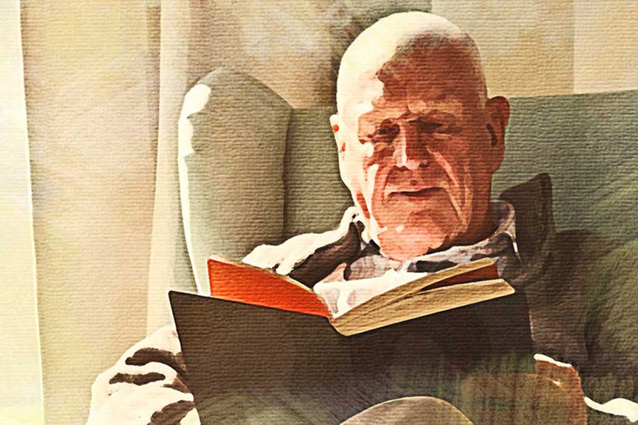 Image of a senior man reading.
